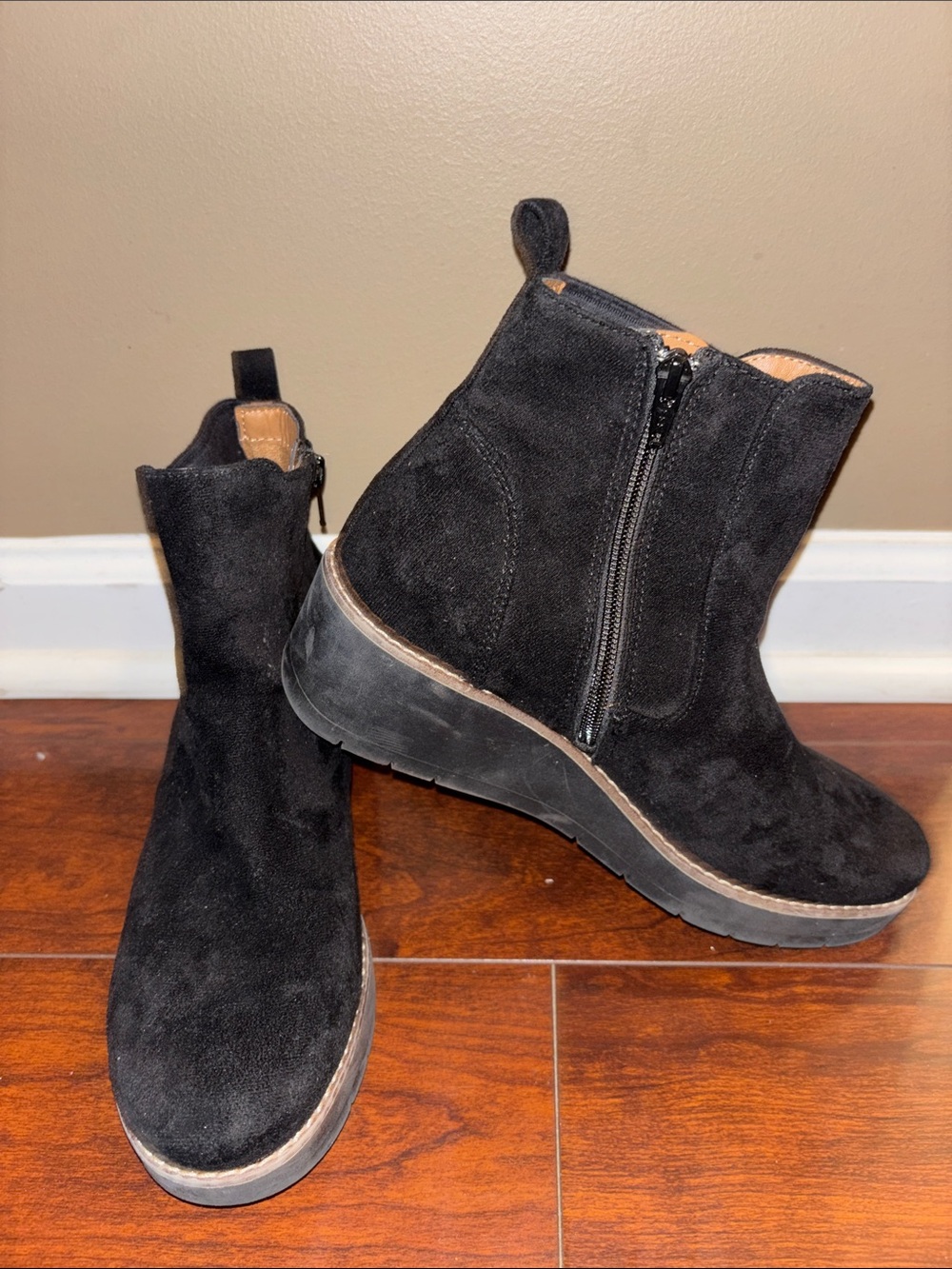 Black Suede Side-Zip Ankle Booties